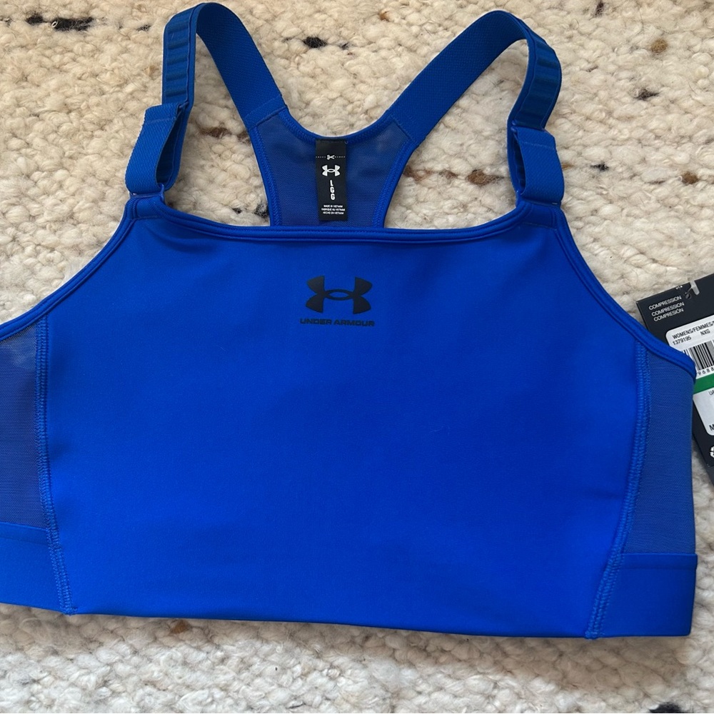 NEW Heat Gear Under Armour High Blue Sports Bra with Mesh Racerback